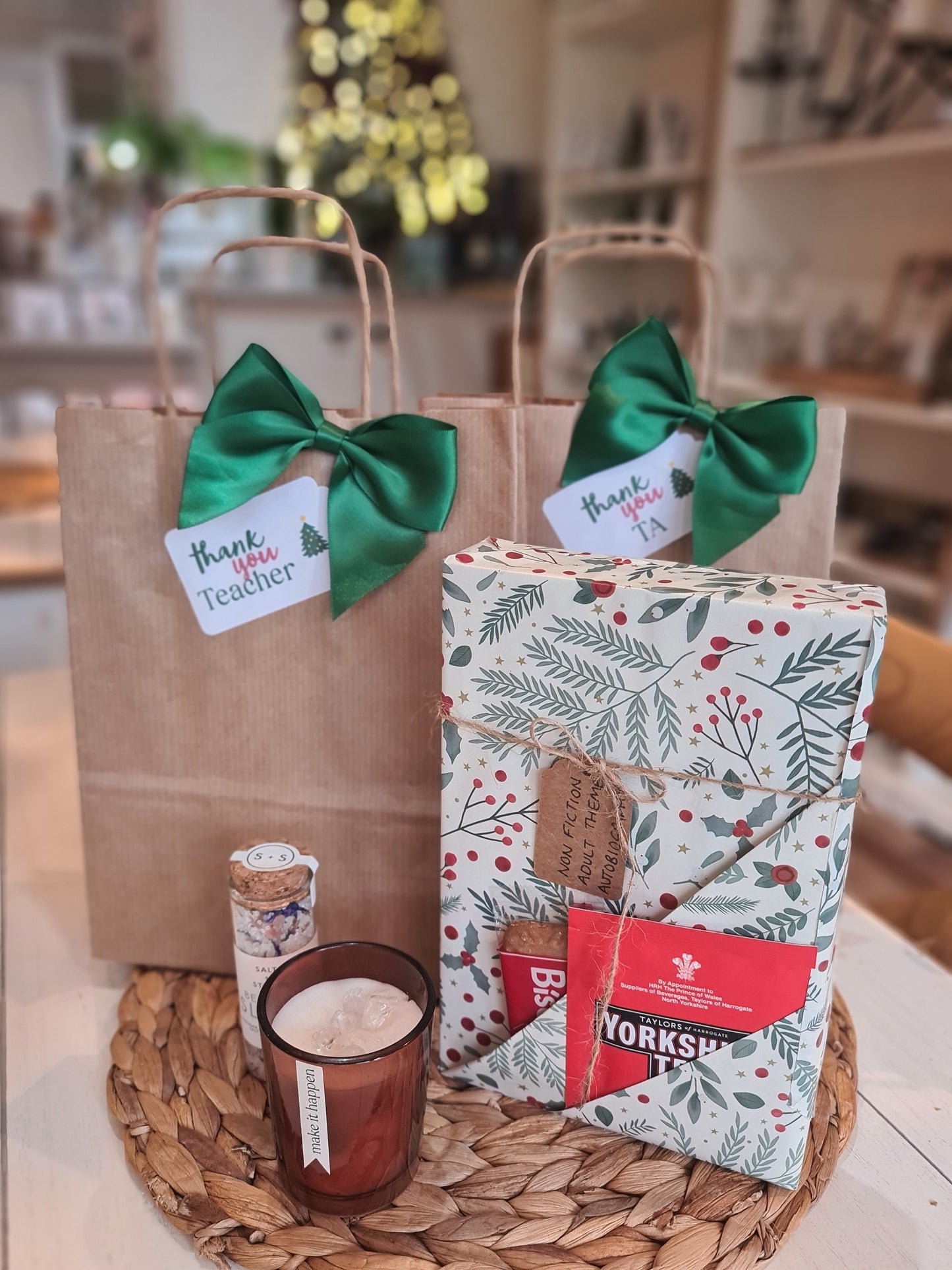 THANKYOU TEACHER/TA- 5 MINUTES PEACE GIFT- Mystery Book, Bath Salts and mini candle