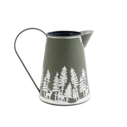 16.5cm Sage Green Festive Metal Jug