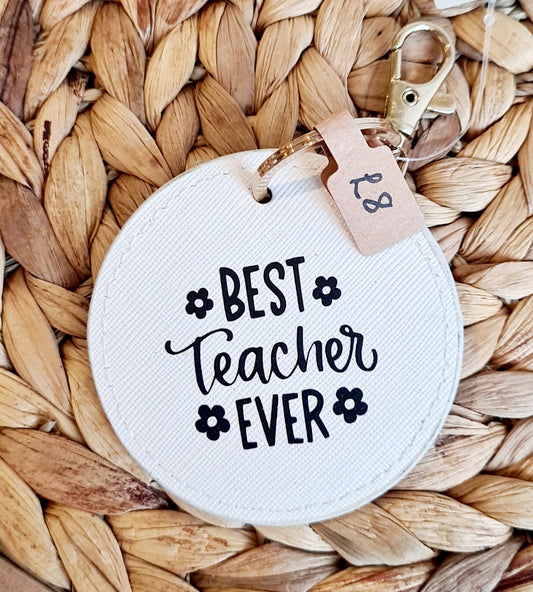 White Teacher Keyring